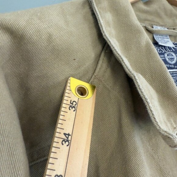 Vintage Oversized Khaki Canvas Denim Chore Jacket XL Workwear Grunge Skater 90s - Picture 6 of 10